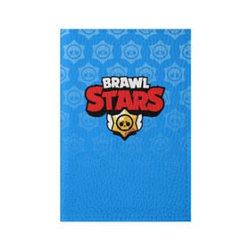 Обложка для паспорта матовая кожа с принтом BRAWL STARS | БРАВЛ СТАРС BLUE в Тюмени, натуральная матовая кожа | размер 19,3 х 13,7 см; прозрачные пластиковые крепления | Тематика изображения на принте: android | brawl stars | games | mobile game | stars | игры | мобильные игры