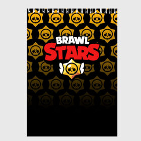 Скетчбук с принтом BRAWL STARS в Тюмени, 100% бумага
 | 48 листов, плотность листов — 100 г/м2, плотность картонной обложки — 250 г/м2. Листы скреплены сверху удобной пружинной спиралью | Тематика изображения на принте: android | brawl stars | games | mobile game | stars | игры | мобильные игры