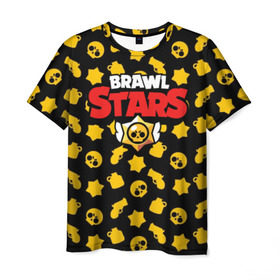 Мужская футболка 3D с принтом BRAWL STARS в Тюмени, 100% полиэфир | прямой крой, круглый вырез горловины, длина до линии бедер | 8 bit | 8 бит | bibi | brawl stars | crow | el brown | leon | leon shark | max | mr.p | sally leon | shark | stars | virus | werewolf | акула | биби | вирус | ворон | леон | оборотень | пингвин