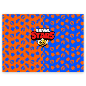 Поздравительная открытка с принтом BRAWL STARS в Тюмени, 100% бумага | плотность бумаги 280 г/м2, матовая, на обратной стороне линовка и место для марки
 | android | brawl stars | games | mobile game | stars | игры | мобильные игры