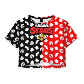 Женская футболка Cropp-top с принтом BRAWL STARS в Тюмени, 100% полиэстер | круглая горловина, длина футболки до линии талии, рукава с отворотами | android | brawl stars | games | mobile game | stars | игры | мобильные игры