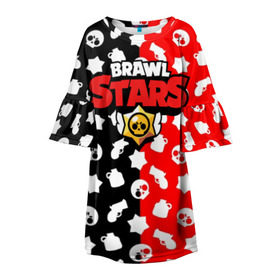 Детское платье 3D с принтом BRAWL STARS в Тюмени, 100% полиэстер | прямой силуэт, чуть расширенный к низу. Круглая горловина, на рукавах — воланы | android | brawl stars | games | mobile game | stars | игры | мобильные игры