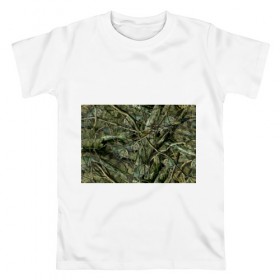 Мужская футболка хлопок с принтом Лесной камуфляж в Тюмени, 100% хлопок | прямой крой, круглый вырез горловины, длина до линии бедер, слегка спущенное плечо. | камуфляж | лесной камуфляж