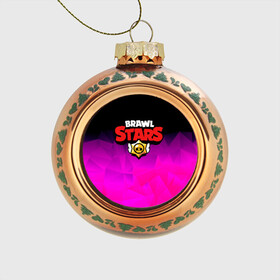 Стеклянный ёлочный шар с принтом BRAWL STARS CRYSTALES в Тюмени, Стекло | Диаметр: 80 мм | android | brawl stars | games | mobile game | stars | игры | мобильные игры