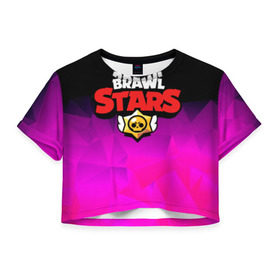 Женская футболка Cropp-top с принтом BRAWL STARS CRYSTALES в Тюмени, 100% полиэстер | круглая горловина, длина футболки до линии талии, рукава с отворотами | android | brawl stars | games | mobile game | stars | игры | мобильные игры