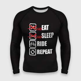 Мужской рашгард 3D с принтом Ride black в Тюмени,  |  | bicycle | bike | cycle | eat | eat sleep | eat sleep repeat | eat sleep ride | eat sleep ride repeat | ride | sleep | вело | велосипед | есть | катать | повторить | спать