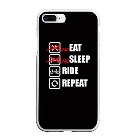 Чехол для iPhone 7Plus/8 Plus матовый с принтом Ride black в Тюмени, Силикон | Область печати: задняя сторона чехла, без боковых панелей | bicycle | bike | cycle | eat | eat sleep | eat sleep repeat | eat sleep ride | eat sleep ride repeat | ride | sleep | вело | велосипед | есть | катать | повторить | спать