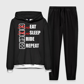 Мужской костюм 3D (с толстовкой) с принтом Ride black в Тюмени,  |  | bicycle | bike | cycle | eat | eat sleep | eat sleep repeat | eat sleep ride | eat sleep ride repeat | ride | sleep | вело | велосипед | есть | катать | повторить | спать