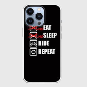 Чехол для iPhone 13 Pro с принтом Ride black в Тюмени,  |  | bicycle | bike | cycle | eat | eat sleep | eat sleep repeat | eat sleep ride | eat sleep ride repeat | ride | sleep | вело | велосипед | есть | катать | повторить | спать