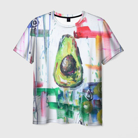 Мужская футболка 3D с принтом Авокадо авангард в Тюмени, 100% полиэфир | прямой крой, круглый вырез горловины, длина до линии бедер | авокадо | веган | девушкам | здоровое питание | здоровье | люблю авокадо | овощи | пп | стильно | сыроед | фрукты