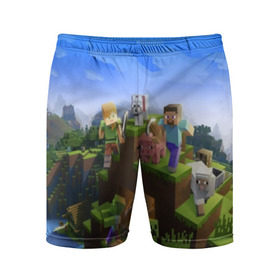 Мужские шорты 3D спортивные с принтом MINECRAFT в Тюмени,  |  | blade | blocks | creeper | cubes | game | ken | mine craft | minecraft | mobs | sword | игры | крипер | майн крафт | майнкрафт | моб