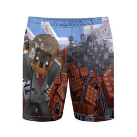 Мужские шорты спортивные с принтом MINECRAFT в Тюмени,  |  | blade | blocks | creeper | cubes | game | ken | mine craft | minecraft | mobs | sword | игры | крипер | майн крафт | майнкрафт | моб