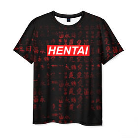 Мужская футболка 3D с принтом HENTAI в Тюмени, 100% полиэфир | прямой крой, круглый вырез горловины, длина до линии бедер | ahegao | anime | kawai | kowai | oppai | otaku | senpai | sugoi | waifu | yandere | аниме | ахегао | ковай | культура | отаку | сенпай | тренд | яндере