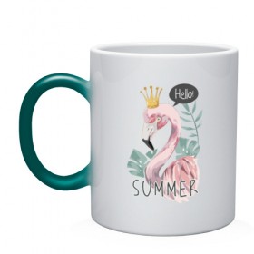 Кружка хамелеон с принтом Фламинго в Тюмени, керамика | меняет цвет при нагревании, емкость 330 мл | Тематика изображения на принте: flamingo | летние | лето | птица | птицы | фламинго