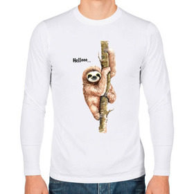 Мужской лонгслив хлопок с принтом Ленивец в Тюмени, 100% хлопок |  | Тематика изображения на принте: sloth | ленивец | ленивцы