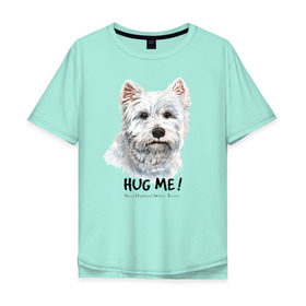 Мужская футболка хлопок Oversize с принтом Вест-хайленд-уайт-терьер в Тюмени, 100% хлопок | свободный крой, круглый ворот, “спинка” длиннее передней части | dog | highland | terrier | west | white | вест | собака | собаки | терьер | уайт | хайленд