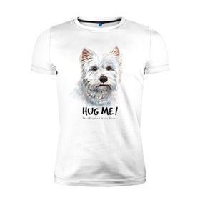 Мужская футболка премиум с принтом Вест-хайленд-уайт-терьер в Тюмени, 92% хлопок, 8% лайкра | приталенный силуэт, круглый вырез ворота, длина до линии бедра, короткий рукав | dog | highland | terrier | west | white | вест | собака | собаки | терьер | уайт | хайленд