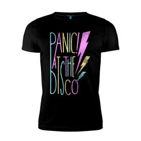 Мужская футболка премиум с принтом Panic! At the Disco в Тюмени, 92% хлопок, 8% лайкра | приталенный силуэт, круглый вырез ворота, длина до линии бедра, короткий рукав | panic | panic at the disco | patd | группа | музыка | райан росс | рок