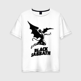 Женская футболка хлопок Oversize с принтом Black Sabbath в Тюмени, 100% хлопок | свободный крой, круглый ворот, спущенный рукав, длина до линии бедер
 | black sabbath | hard rock | heavy metal | блэк сабат | группы | метал | музыка | оззи осборн | рок | хард рок | хэви метал