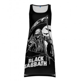 Платье-майка 3D с принтом Black Sabbath в Тюмени, 100% полиэстер | полуприлегающий силуэт, широкие бретели, круглый вырез горловины, удлиненный подол сзади. | black sabbath | hard rock | heavy metal | блэк сабат | группы | метал | музыка | оззи осборн | рок | хард рок | хэви метал
