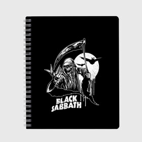 Тетрадь с принтом Black Sabbath в Тюмени, 100% бумага | 48 листов, плотность листов — 60 г/м2, плотность картонной обложки — 250 г/м2. Листы скреплены сбоку удобной пружинной спиралью. Уголки страниц и обложки скругленные. Цвет линий — светло-серый
 | black sabbath | hard rock | heavy metal | блэк сабат | группы | метал | музыка | оззи осборн | рок | хард рок | хэви метал