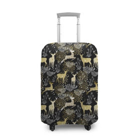 Чехол для чемодана 3D с принтом Рождественские олени в Тюмени, 86% полиэфир, 14% спандекс | двустороннее нанесение принта, прорези для ручек и колес | 
