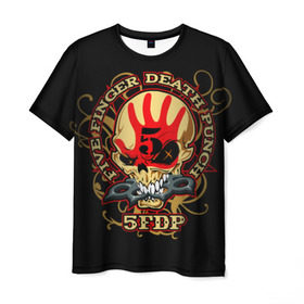 Мужская футболка 3D с принтом Five Finger Death Punch в Тюмени, 100% полиэфир | прямой крой, круглый вырез горловины, длина до линии бедер | 5fdp | ffdp | five finger death punch | metal | альтернатива | группы | метал | музыка | хеви метал