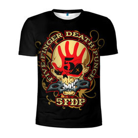 Мужская футболка 3D спортивная с принтом Five Finger Death Punch в Тюмени, 100% полиэстер с улучшенными характеристиками | приталенный силуэт, круглая горловина, широкие плечи, сужается к линии бедра | 5fdp | ffdp | five finger death punch | metal | альтернатива | группы | метал | музыка | хеви метал