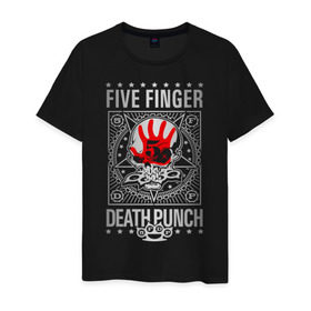Мужская футболка хлопок с принтом Five Finger Death Punch в Тюмени, 100% хлопок | прямой крой, круглый вырез горловины, длина до линии бедер, слегка спущенное плечо. | 5fdp | ffdp | five finger death punch | metal | альтернатива | группы | метал | музыка | хеви метал