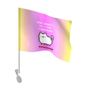 Флаг для автомобиля с принтом Cat forever в Тюмени, 100% полиэстер | Размер: 30*21 см | 9 жизней | forever | pixel art | queen | wants to live | квин цитата | котенок | котик | котики | коты | кошка | кошки | пиксели | пиксель арт