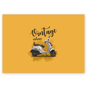 Поздравительная открытка с принтом Винтажный скутер в Тюмени, 100% бумага | плотность бумаги 280 г/м2, матовая, на обратной стороне линовка и место для марки
 | background | black | city | color | cool | gray | mope | motorcycle | retro | scooter | style | technique | urban | vintage | white | yellow | белый | винтаж | город | городской | двухколёсный | желтый | мопед | мотороллер | мотоцикл | прикольно | ретро |