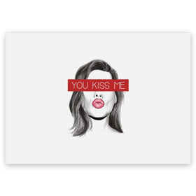 Поздравительная открытка с принтом Поцелуй меня в Тюмени, 100% бумага | плотность бумаги 280 г/м2, матовая, на обратной стороне линовка и место для марки
 | поцелуй меня