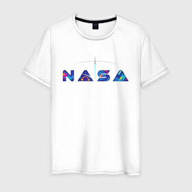 Мужская футболка хлопок с принтом Nasa в Тюмени, 100% хлопок | прямой крой, круглый вырез горловины, длина до линии бедер, слегка спущенное плечо. | nasa | space | trend | галактика | земля | илон | картинка | картинки | космонавт | космонавтика | космос | луна | маск | мода | надпись | наса | планета | планеты | ракета | система | тренды