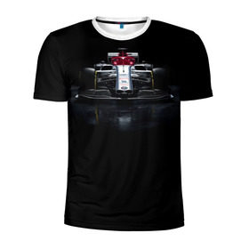 Мужская футболка 3D спортивная с принтом Альфа ромео Болид F1 в Тюмени, 100% полиэстер с улучшенными характеристиками | приталенный силуэт, круглая горловина, широкие плечи, сужается к линии бедра | f1 | formula 1 | авто | альфа ромео | болид | гонки | машины | формула 1