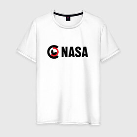 Мужская футболка хлопок с принтом Nasa в Тюмени, 100% хлопок | прямой крой, круглый вырез горловины, длина до линии бедер, слегка спущенное плечо. | nasa | space | галактика | земля | илон | инопланетяне | инопланетянин | картинка | картинки | космонавт | космос | луна | маск | мода | надпись | наса | планета | планеты | система | тренды