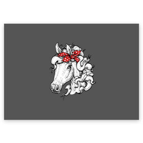 Поздравительная открытка с принтом Белая лошадь в Тюмени, 100% бумага | плотность бумаги 280 г/м2, матовая, на обратной стороне линовка и место для марки
 | animal | background | bandana | black | color | cool | fauna | gray | head | headdre | hipster | horse | image | look | mane | red | white | world | бандана | белый | взгляд | голова | головной | грива | животное | животный | имидж | конь | красный | лоша