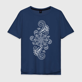 Мужская футболка хлопок Oversize с принтом Красивый цветок в Тюмени, 100% хлопок | свободный крой, круглый ворот, “спинка” длиннее передней части | гжель | узоры | хохлома | цветы