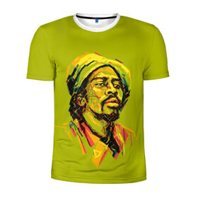 Мужская футболка 3D спортивная с принтом RastaArt 3 в Тюмени, 100% полиэстер с улучшенными характеристиками | приталенный силуэт, круглая горловина, широкие плечи, сужается к линии бедра | Тематика изображения на принте: art | bob marley | cannabis | rasta | rastaman | reggae | reggy | weed | боб марли | раста | растаман | регги | рэгги