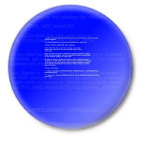 Значок с принтом СИНИЙ ЭКРАН СМЕРТИ в Тюмени,  металл | круглая форма, металлическая застежка в виде булавки | anonymus | blue death screen | cod | hack | hacker | it | program | texture | айти | аноним | анонимус | взлом | код | кодинг | программа | программист | текстура | хак | хакер