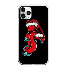 Чехол для iPhone 11 Pro Max матовый с принтом Вампир в Тюмени, Силикон |  | fangs | green | lipstick | mouth | piercing | predator | punk | red | ring | teeth | tongue | vampire | вампир | зелёный | зубы | клыки | кольцо | красный | панк | пирсинг | помада | рот | хищник | язык