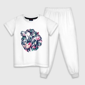 Детская пижама хлопок с принтом Цветочный лев в Тюмени, 100% хлопок |  брюки и футболка прямого кроя, без карманов, на брюках мягкая резинка на поясе и по низу штанин
 | животные | кошка | лев | растения | цветы