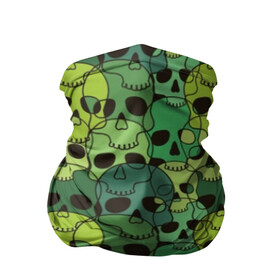 Бандана-труба 3D с принтом Зеленые черепа в Тюмени, 100% полиэстер, ткань с особыми свойствами — Activecool | плотность 150‒180 г/м2; хорошо тянется, но сохраняет форму | anger | black | death | drawing | green | horror | illustration | lime | look | marsh | scary | skull | terrible | болотный | взгляд | зеленый | злость | иллюстрация | рисунок | салатовый | страшный | ужас | ужасный | черепа | черный
