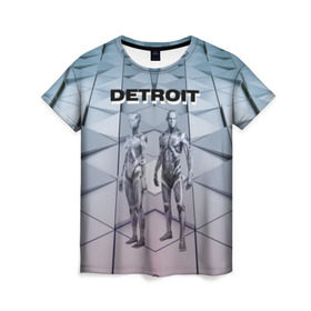 Женская футболка 3D с принтом Detroit: Вecome Human в Тюмени, 100% полиэфир ( синтетическое хлопкоподобное полотно) | прямой крой, круглый вырез горловины, длина до линии бедер | 3d | cтать человеком | detroit city | detroit: вecome human | игра | интерактивная | квест | кинематограф | приключения | франция