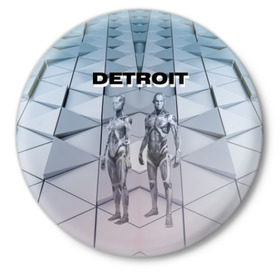 Значок с принтом Detroit: Вecome Human в Тюмени,  металл | круглая форма, металлическая застежка в виде булавки | 3d | cтать человеком | detroit city | detroit: вecome human | игра | интерактивная | квест | кинематограф | приключения | франция