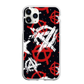 Чехол для iPhone 11 Pro Max матовый с принтом Анархия в Тюмени, Силикон |  | anarchy | black | color | dots | emblem | red | sign | symbol | white | анархия | белый | знак | красный | символ | точки | цвет | черный | эмблема