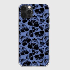 Чехол для iPhone 12 Pro Max с принтом Черепа в Тюмени, Силикон |  | abstraction | black | blue | bones | death | fear | grunge | halloween | horror | skeleton | skull | symbol | абстракция | гранж | кости | символ | синий | скелет | ужас | хэллоуин | череп | черный