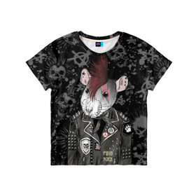 Детская футболка 3D с принтом Крыса в косухе в Тюмени, 100% гипоаллергенный полиэфир | прямой крой, круглый вырез горловины, длина до линии бедер, чуть спущенное плечо, ткань немного тянется | anarchy | clothes | cool | earring | hairstyle | hamster | icon | jacket | mohawk | mouse | music | muzzle | piercing | punk | rat | riveting | rock | skull | spikes | анархия | значок | ирокез | к | клепки | круто | крыса | куртка | музыка | мышь