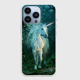 Чехол для iPhone 13 Pro с принтом Единорог в Тюмени,  |  | animal | beautiful | blue | fantasy | green | hooves | horn | horse | magi | mushrooms | nature | night | unicorn | white | белый | волшебство | грибы | грива | единорог | животное | зеленый | иллюстрация | копыта | лес | лошадь | мифология | но