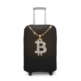 Чехол для чемодана 3D с принтом Бриллиантовый биткоин в Тюмени, 86% полиэфир, 14% спандекс | двустороннее нанесение принта, прорези для ручек и колес | bitcoin | black | chain | color | diamond | emblem | gold | golden | hip hop | logo | luxury | money | style | symbol | алмаз | блеск | блестящий | бриллиант | валюта | деньги | знак | золото | золотой | криптовалюта | кулон | логотип | люкс | роскошь | с