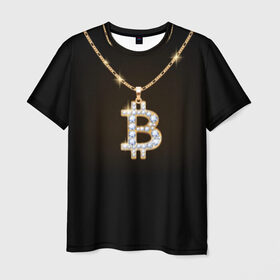Мужская футболка 3D с принтом Бриллиантовый биткоин в Тюмени, 100% полиэфир | прямой крой, круглый вырез горловины, длина до линии бедер | bitcoin | black | chain | color | diamond | emblem | gold | golden | hip hop | logo | luxury | money | style | symbol | алмаз | блеск | блестящий | бриллиант | валюта | деньги | знак | золото | золотой | криптовалюта | кулон | логотип | люкс | роскошь | с